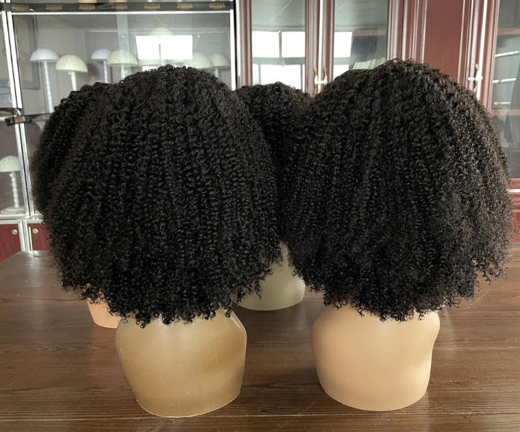 Kinky curly bangs
